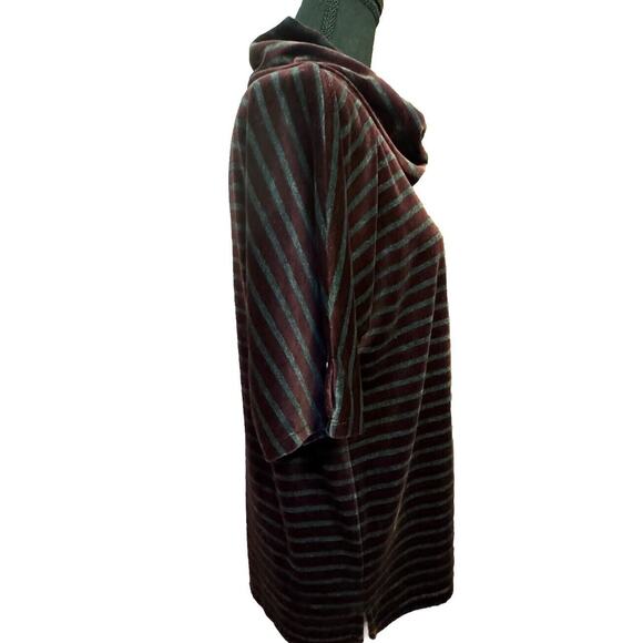 Talbots Top Large Petite Velvet Cowl Neck Blouse Burgundy Stripe Office Casual - Picture 3 of 7
